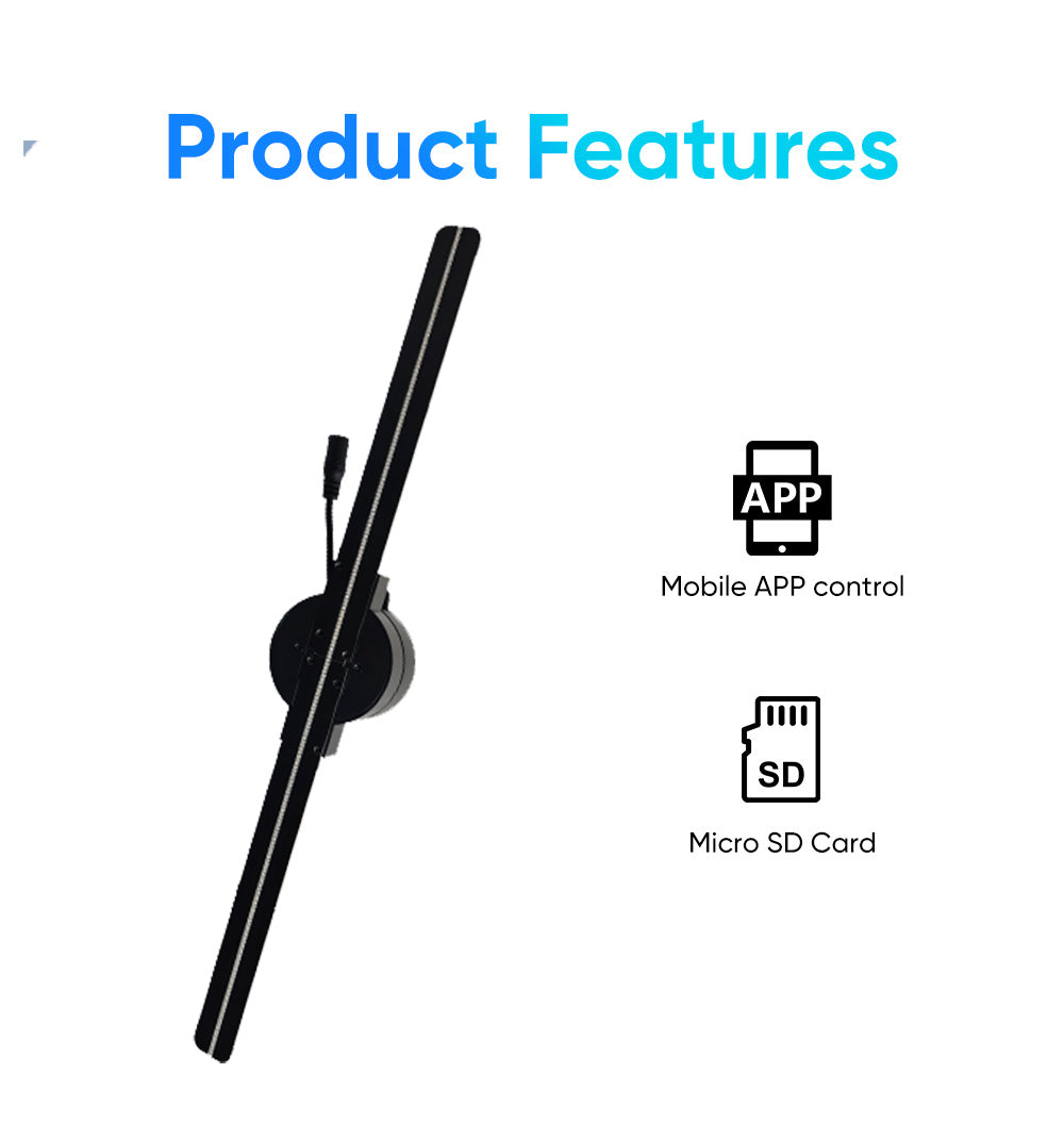 Two Blades 3D Holographic Naked Eye Stereo 3D Hologram Fan Top Sale for Outdoor Indoor OEM Education 42cm 224LED