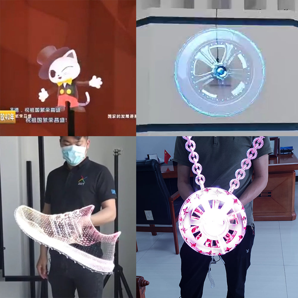 Two Blades 3D Holographic Naked Eye Stereo 3D Hologram Fan Top Sale for Outdoor Indoor OEM Education 42cm 224LED