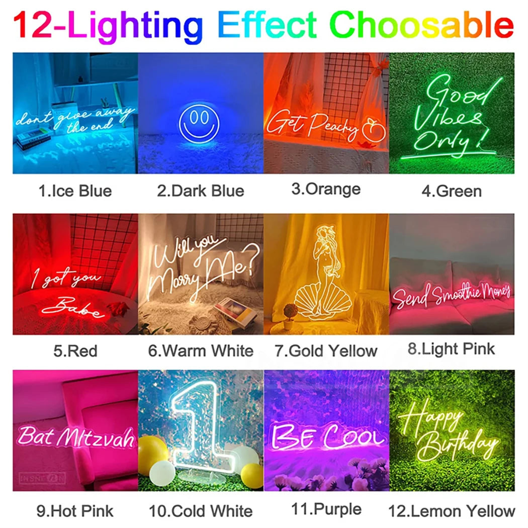 Custom LED Neon Sign USB Dimmable Personalized Name | Perfect Decorative Wall Lighting for Bedroom Home Party Wedding Gifts