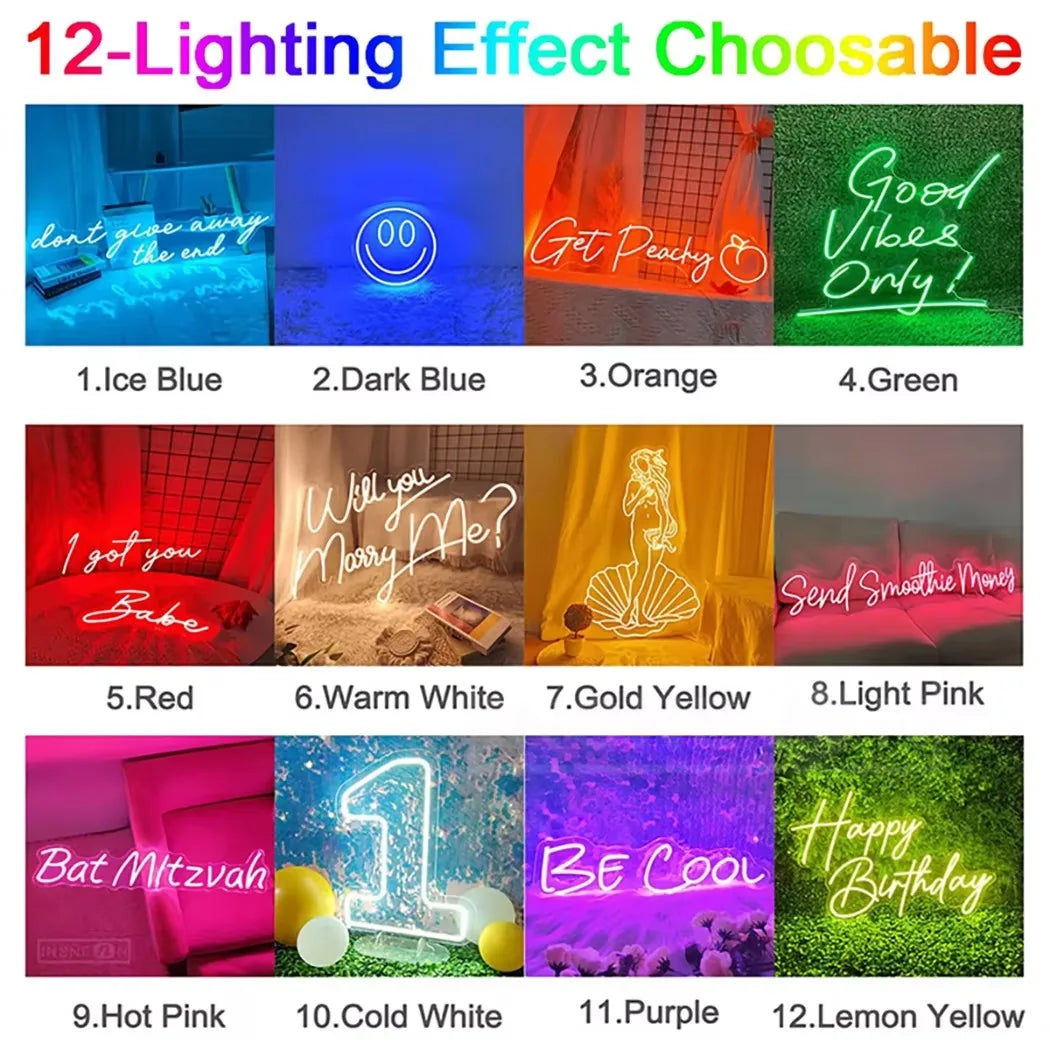 Custom LED Neon Sign USB Dimmable Personalized Name | Perfect Decorative Wall Lighting for Bedroom Home Party Wedding Gifts