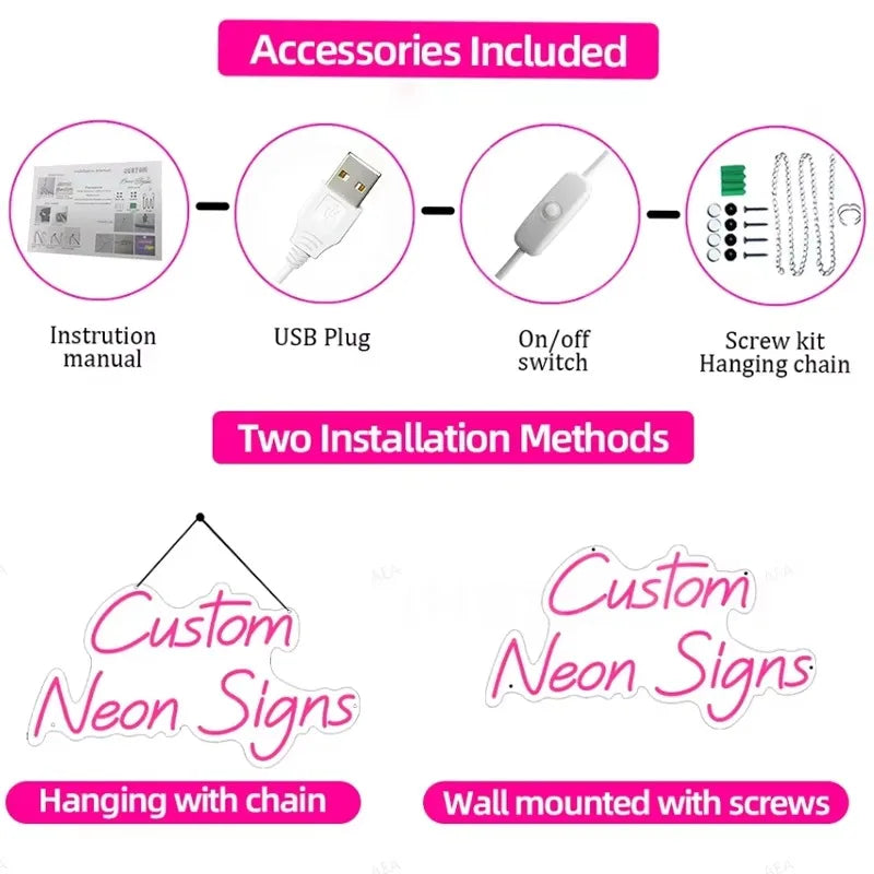 Custom LED Neon Sign USB Dimmable Personalized Name | Perfect Decorative Wall Lighting for Bedroom Home Party Wedding Gifts