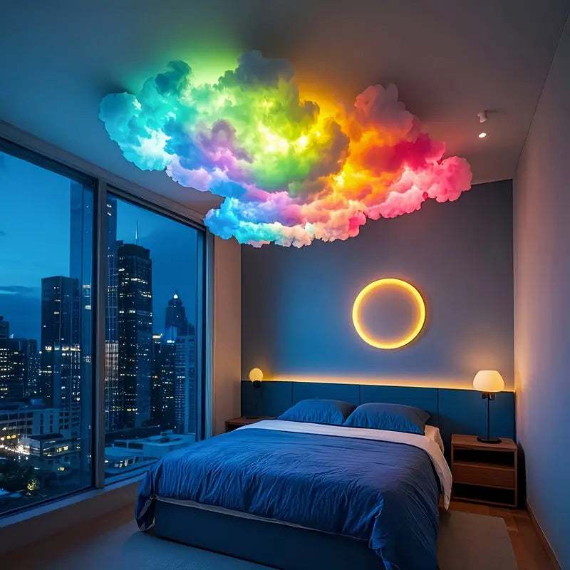 3D Small Lightning Cloud Light, Music Rhythm Seven-Color Changing Light Strip - Ideal for Game Rooms, E-Sports, and Bedrooms, Bedroom Ambiance Light